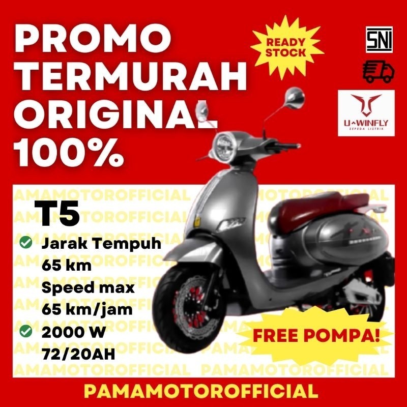 PROMO SPECIAL READY Sepeda Motor Listrik UWINFLY T5 Penerus T3 Battery Lithium