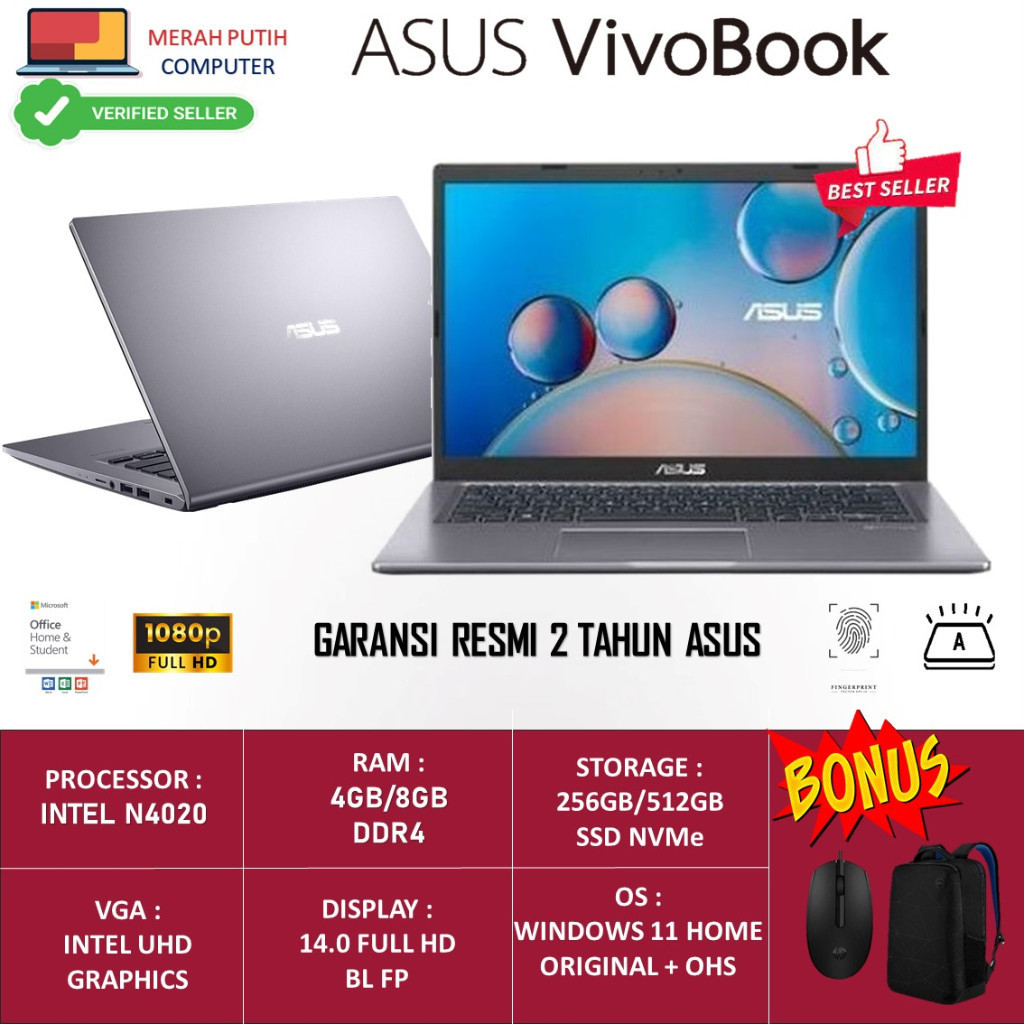Laptop Asus Vivobook 14 A416MAO Intel N4020 8GB 512GB 14 FHD Backlite Fingerprint Windows 11 Home OH