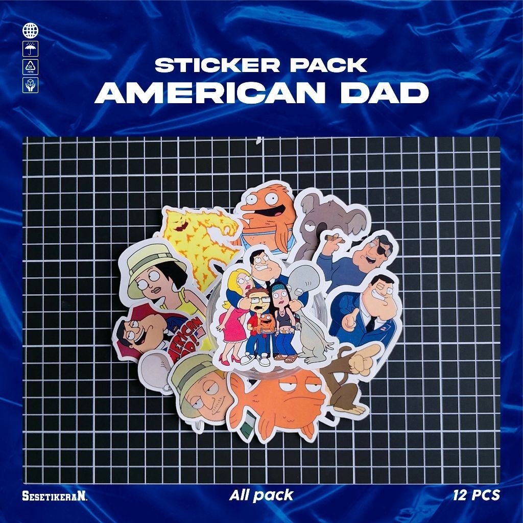 

COD✨ Sesetikeran Pack Stiker Kartun Lucu American Dad Colorfull Cute Keren Untuk Koper Laptop Skateboard
