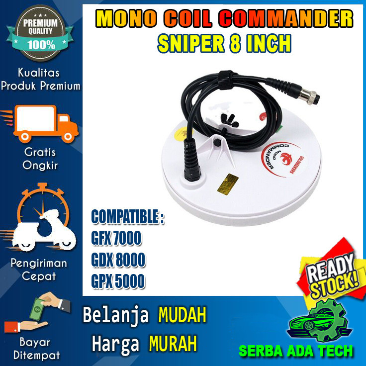 COIL MONO SNIPER COMMANDER ukuran 8 inch Koil Kumparan Metal Detektor Logam GFX7000 GDX8000 GPX5000 