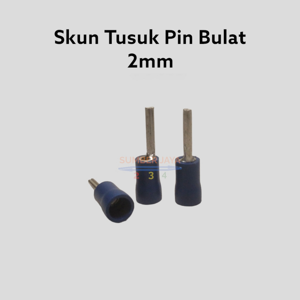 Skun Pin Tusuk 2 mm / Skun Kabel Tusuk Bulat Biru