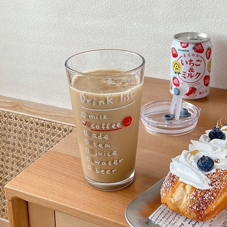 Gelas Minum Kaca Tumblr Aesthetic Dengan Sedotan