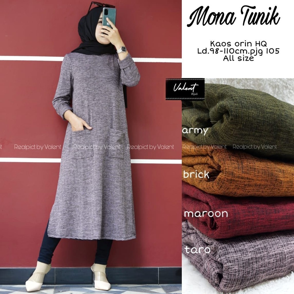 BHL - Long Tunik Kaos Import Jumbo Besar Mona by Valent Hijab Fashion Original Solo