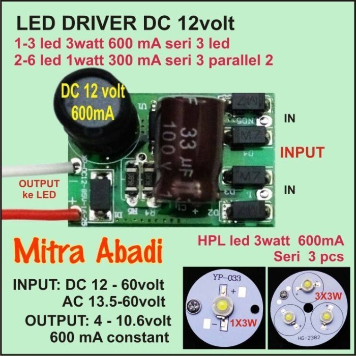LED Driver 7 Watt 600 mA DC-DC Tanpa Casing