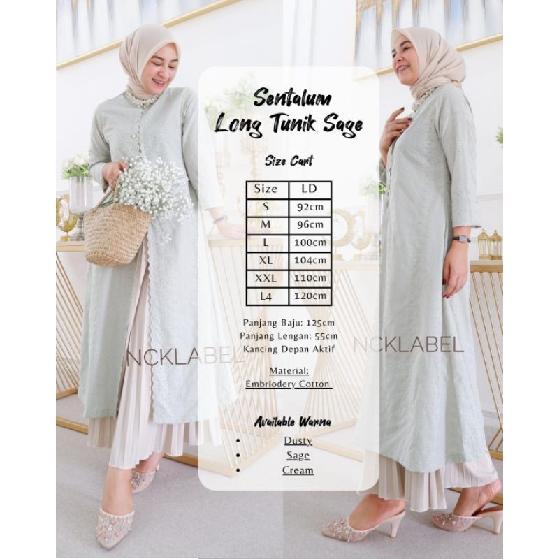 SENTALUM LONG TUNIK NCK LABEL MATERIAL EMBROIDERY COTTON/ GAMIS MODEL BARU MURAH