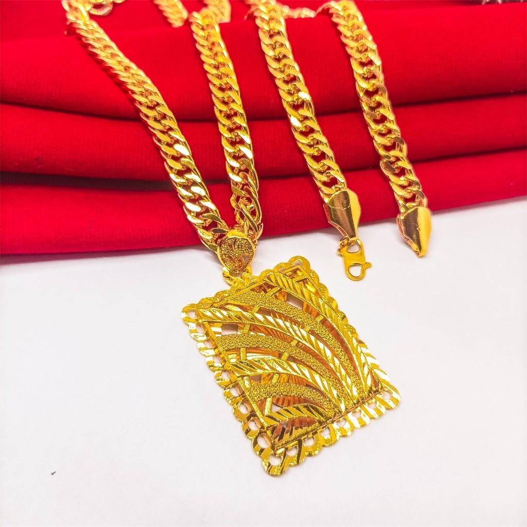 kalung+liontin xuping kendari Perhiasan Aksesoris Titanium Asli Wanita Anti Karat Emas 24k gold Terb