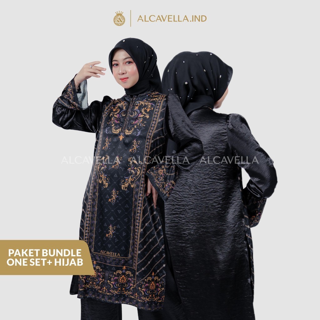 Alcavella - Adeeva Tunik Set Hijab | Baju Wanita Muslim Mewah Elegan