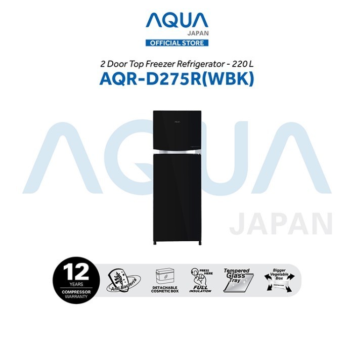 KULKAS AQUA AQR-D275R / AQRD275R / AQR D275 R , 2 PINTU - WBK