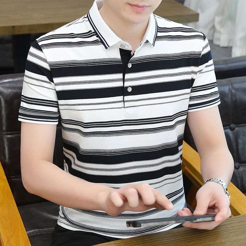 Baju Kaos Kerah Polo Stripe Pria Original