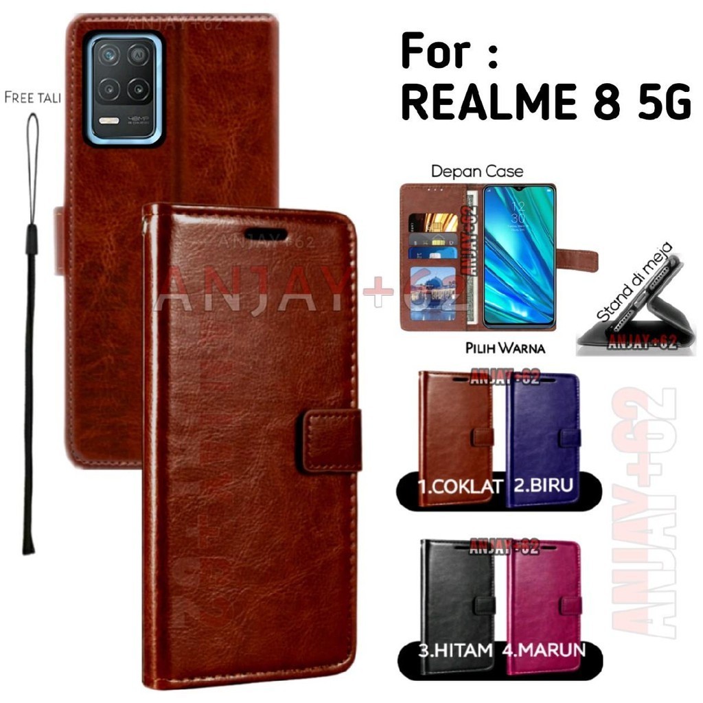 Flip case untuk REALME 8 5G casing dompet kulit untuk Smartphone