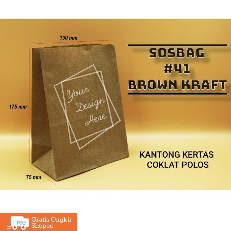 

Kantong kertas makanan kemasan paper bag brown kraft coklat paperbag fried chicken roti