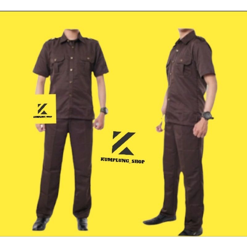 Mssashop seragam safari coklat hitam satpam seragam satpam safari satpam coklat safari security sera