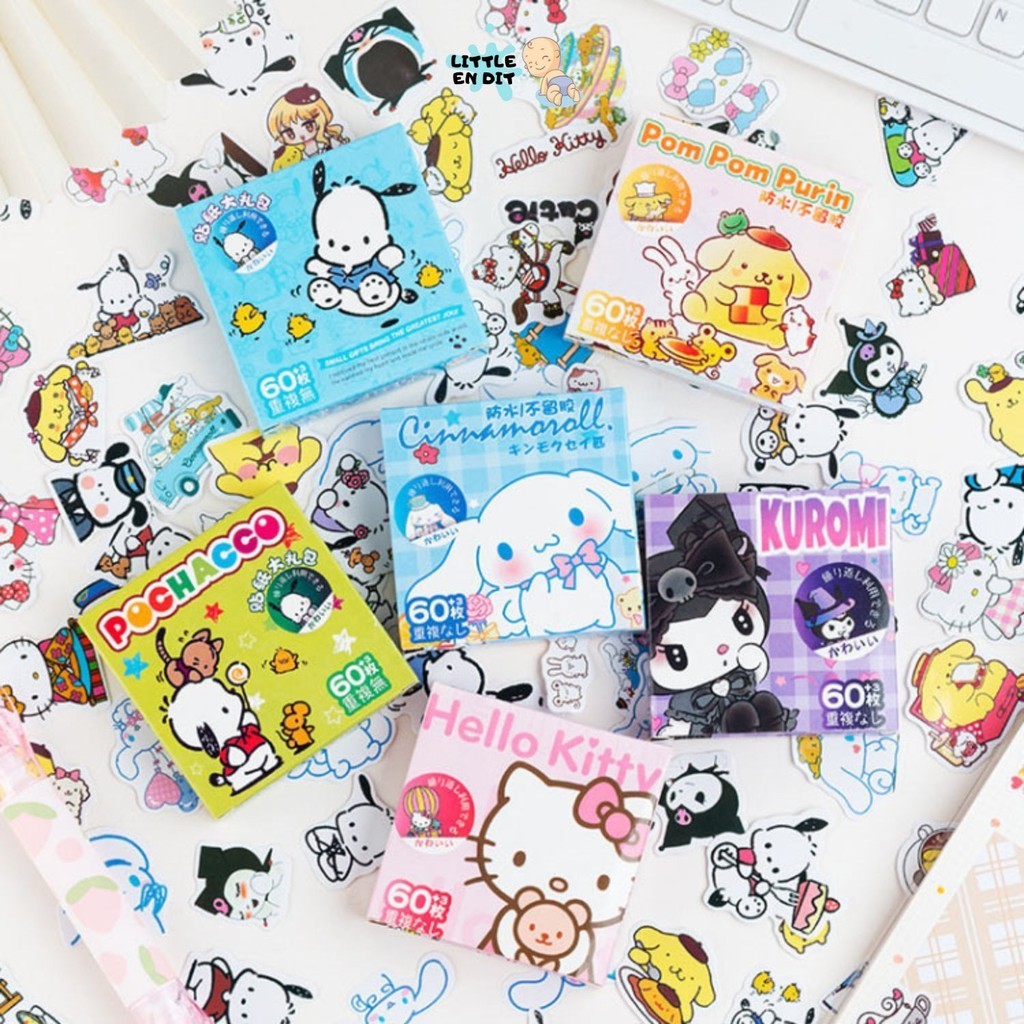 

Poohstation ATK36 Sticker Lucu Motif Sanrio/ Tempelan Stiker/ Sticker Anak Berkarakter Lucu/ Sticker isi 60pcs