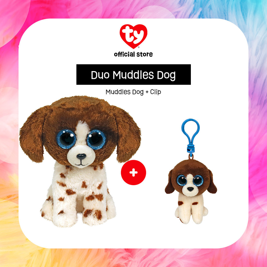 TY Duo Muddles Dog - Paket Boneka & Gantungan Kunci Bentuk Anjing - Gift Set Giftset Hadiah Kado Nat