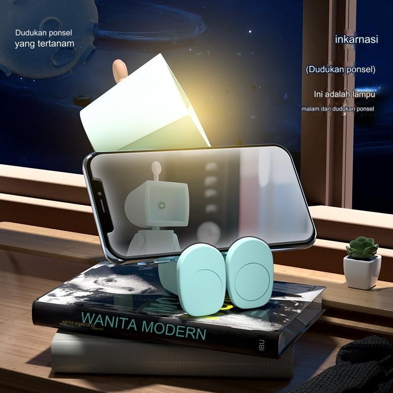 Lampu Malam Magnetik Kecil Astronot/Robot Mini LED/dengan Baterai/Lampu Buku Desktop/Lampu Suasana B