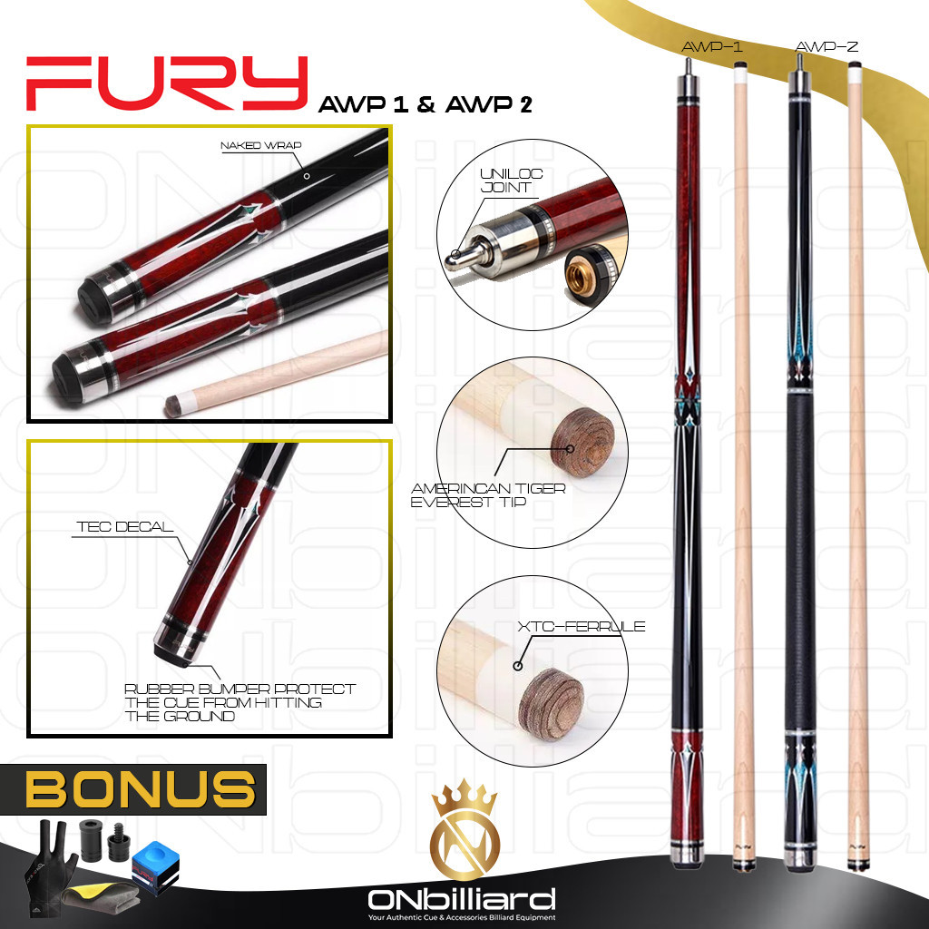 Stick Billiard Fury AWP Series AWP-1 AWP-2 Cue / Stik Billiar Fury AWP