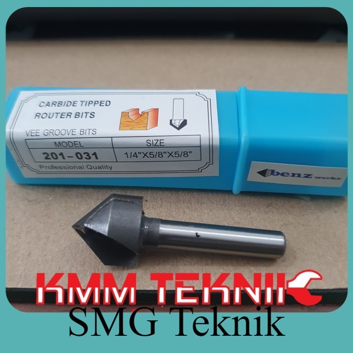 Berkualitas BENZ MATA ROUTER KAYU ACP VEE GROOVING 201-031 45 DERAJAT 1/4 x 5/8" KTM780