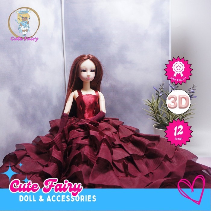 Boneka bjd Dress Yuna Bjd Doll Cute DIY Princess Boneka BJD 30cm [Set baju & boneka]