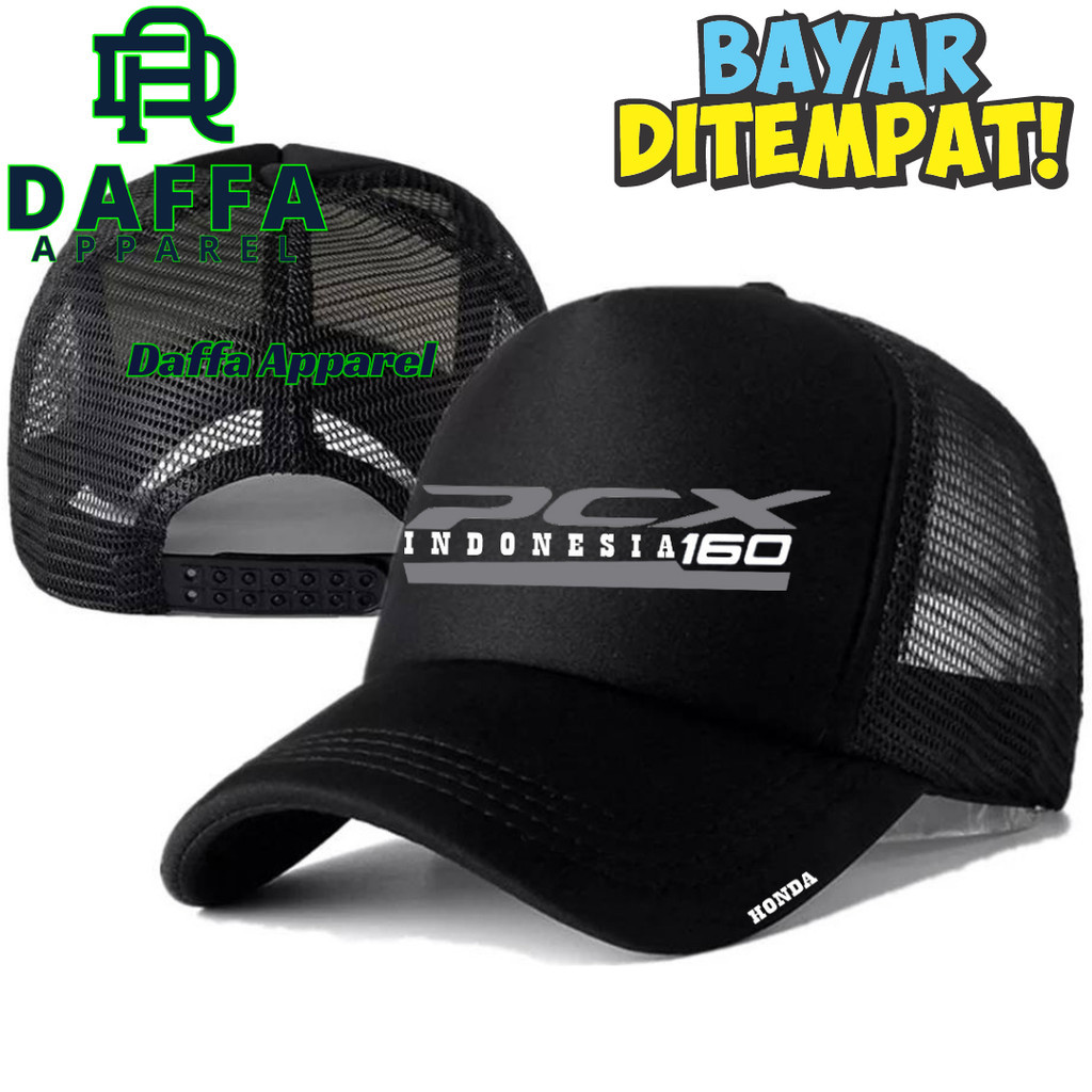Daffa Apparel Topi Trucker HONDA PCX - Topi Distro HONDA PCX Logo - Topi HONDA PCX Premium - Topi Pr