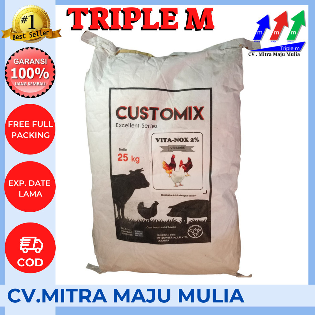Vitanox 25 kg - Premix Pemacu Pertumbuhan & Penambah Berat Badan Hewan TRIPLE M