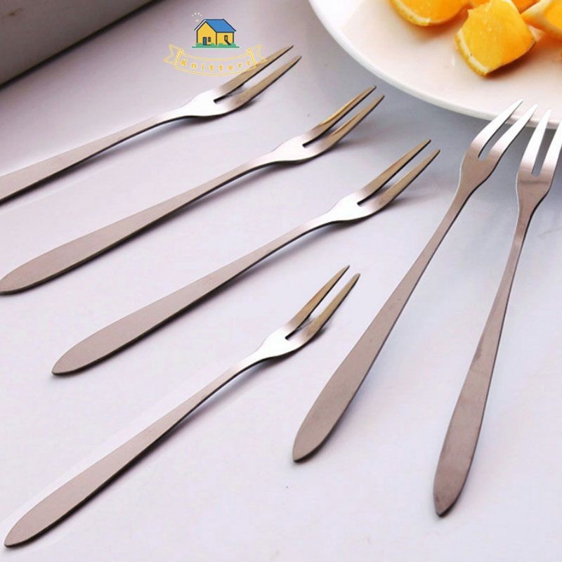 Garpu buah stainless garpu Buah Kecil garpu buah besi garpu kue stainless Knitterr