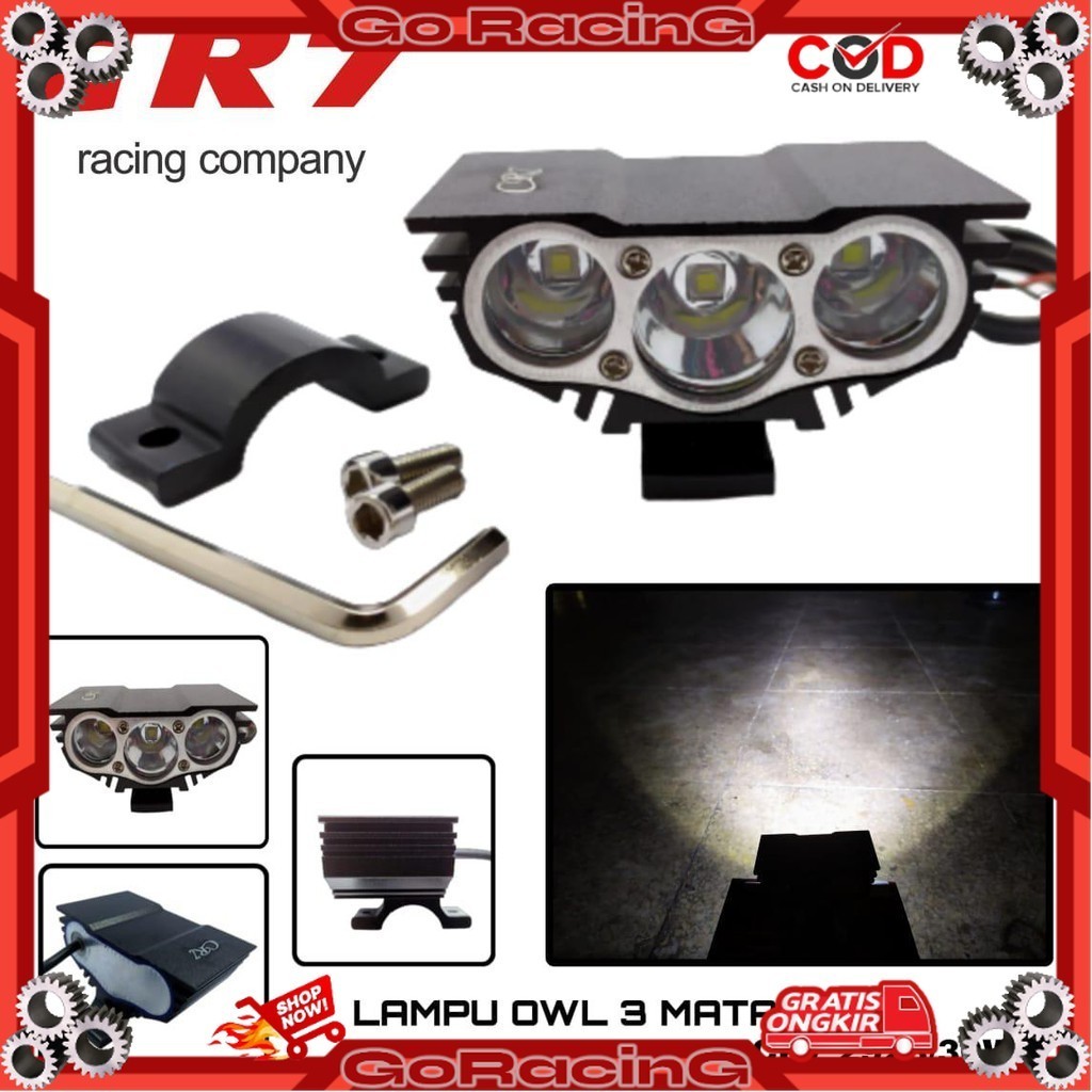 Lampu Tembak Led Lampu Sorot Led Owl Ultrafire 2 Mata & 3 Mata Universal Semua Motor