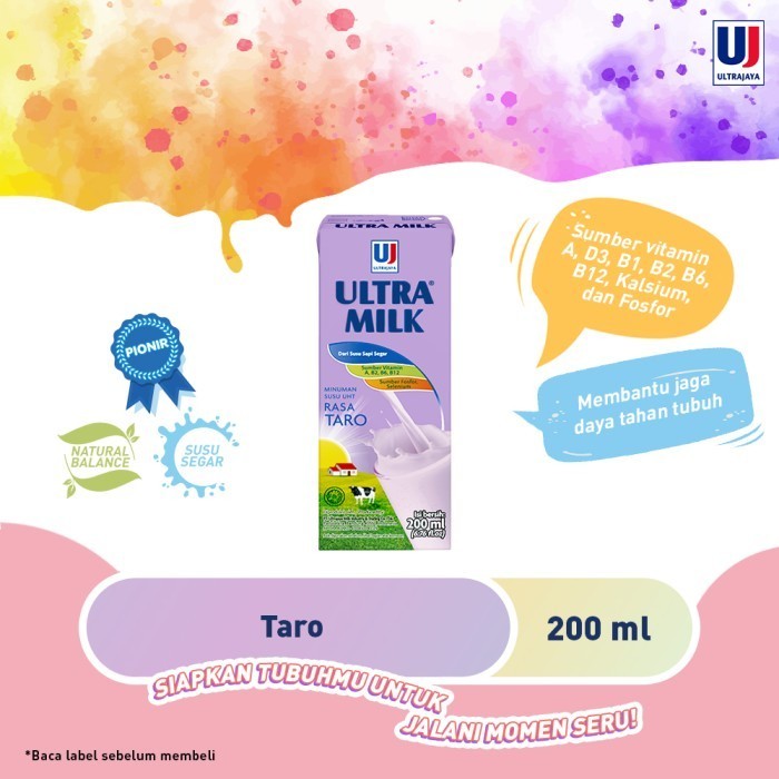 

Ultra Milk Susu UHT Rasa [Paket isi 24pcs] - Moka / Karamel / Taro - Taro