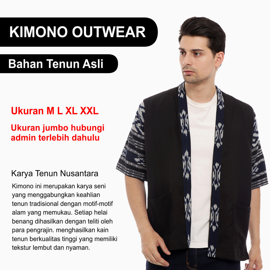 KIMONO TENUN MODERN OUTWEAR WANITA PRIA TENUN MODERN KEKINIAN KARYA TENUN NUSANTARA