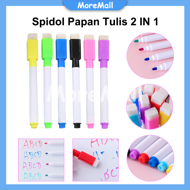 

Warni Wipe And Clean Whiteboard Marker Anak Anak/Spidol Papan Tulis 2 IN 1 White Board Dengan Penghapus