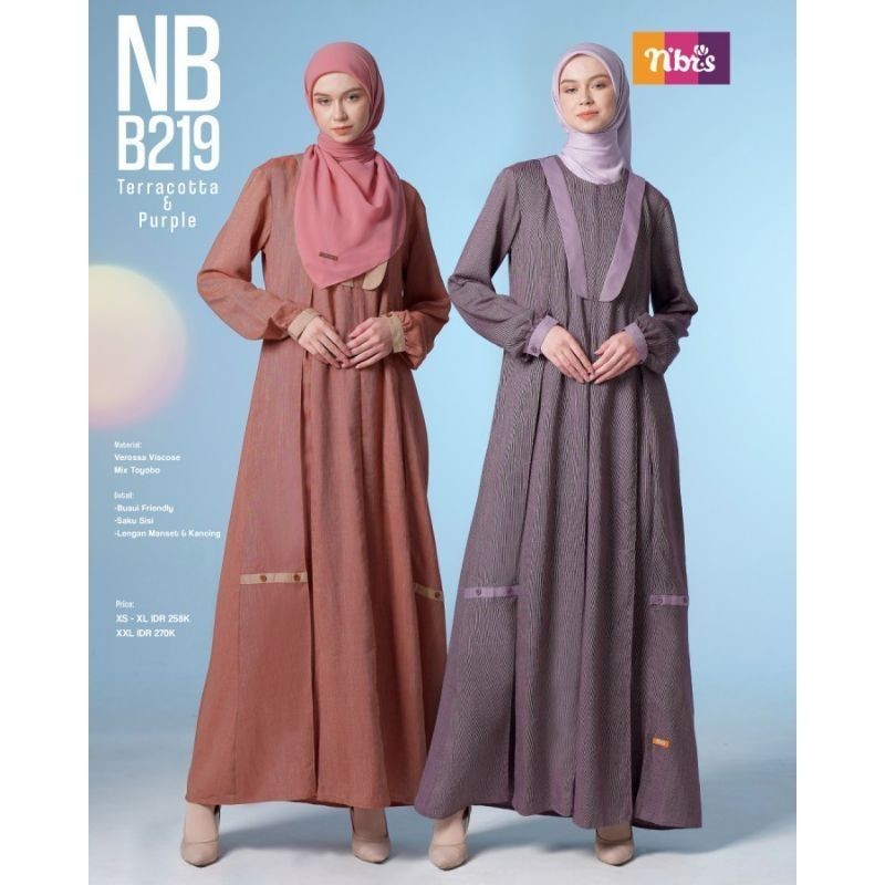 Gamis Nibras Original N'BRS NB B219 Warna Purple | Gamis Lebaran 2024 Terbaru Murah Pesta Mewah