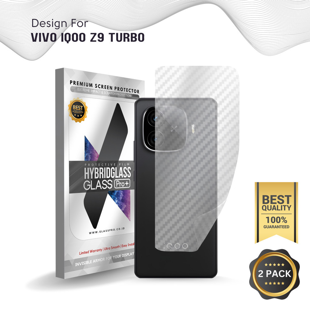 Fiber Guard Screen Protector Vivo iQOO Z9 Turbo Back, 3D Anti Gores Belakang Premium, Carbon Skin Gl