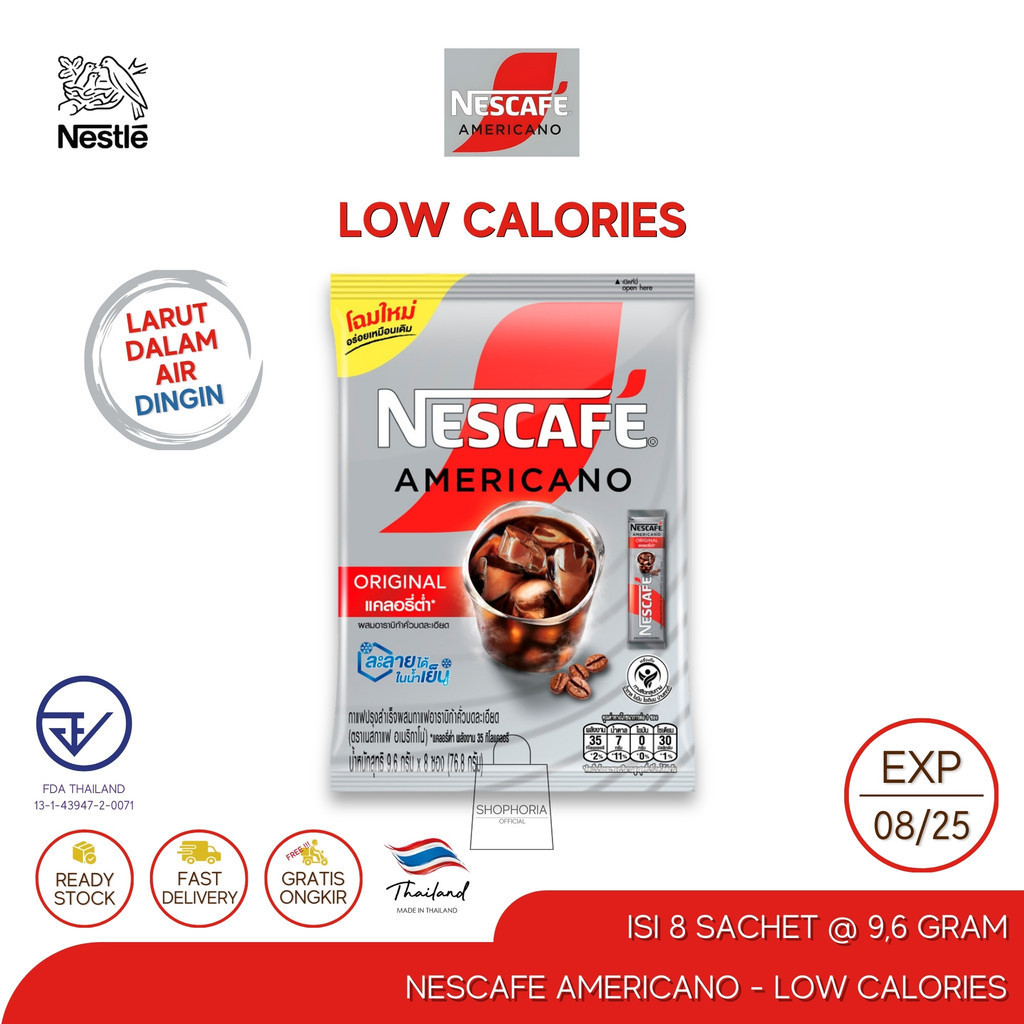 

Nestle Nescafe Americano Low Calories Pack Isi 8 Sachet Original Thailand Kopi Instan Instant Coffee Larut Dalam Air Dingin