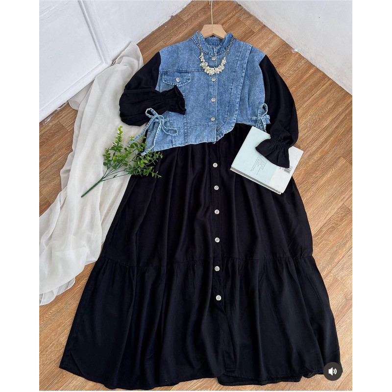 GAMIS GOLDY KOMBINASI VEST JEANS / BAJU SETELAN WANITA