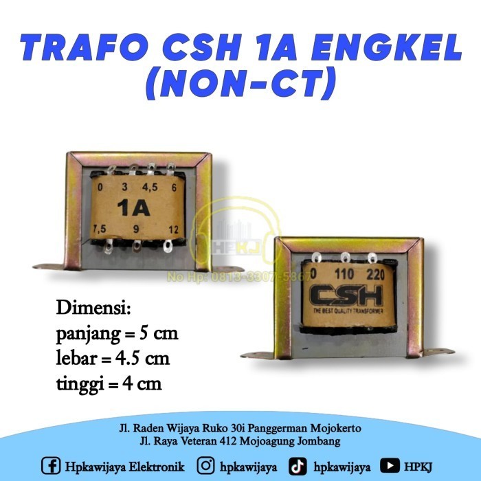 TRAVO TRAFO TRAPO TERAVO 1A 0 12V CSH trafo 1 amper 12 volt engkel CSH (NON-CT)