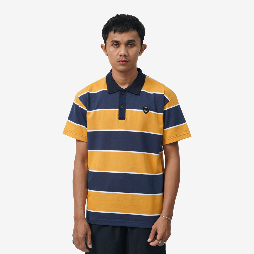 KAOS KERAH POLO PRIA GARIS GARIS SIMPLE ORANGE HITAM FRIDAY KILLER | CELCO OCHRE