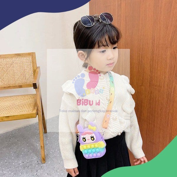 BIBU id Tas Pop It Selempang Fashion Ukuran Besar / Tas pop it anak / Tas Silicon Ramah Anak / Tas J