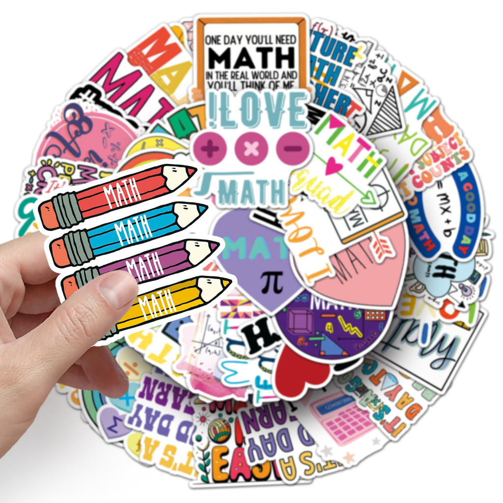 

Sticker Pack vinyl isi 50 pcs | anti air varian STICKER MATH | glossy matte | laptop helm tumbl koper Stiker