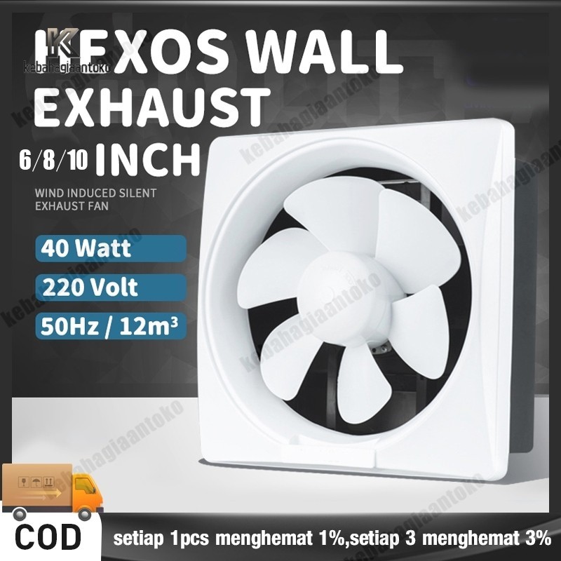 Exhaust Fan Dinding Kipas Angin Hexos 6inch Dan 8inch Pembuangan Hexos Wall Type Exhaust Fan bedroom