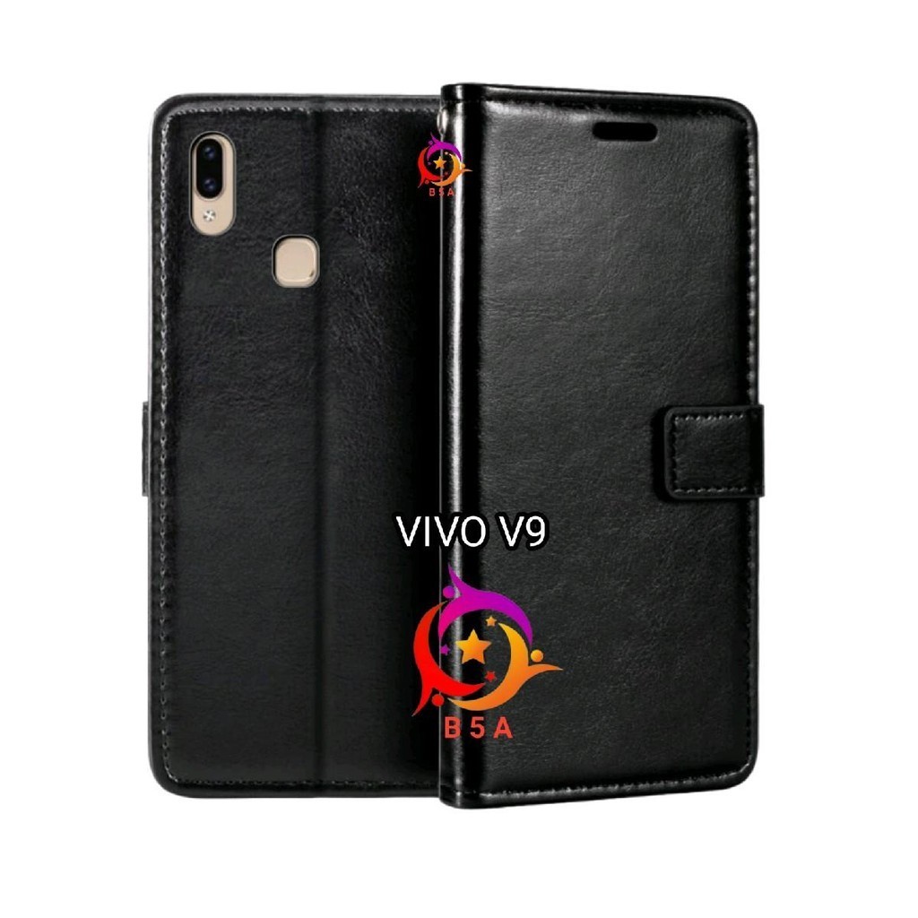 Case VIVO V9 Flip Cover Wallet Leather Casing Dompet Kulit ( Case Untuk-Vivo V9 ) Slot Card Warna Hi