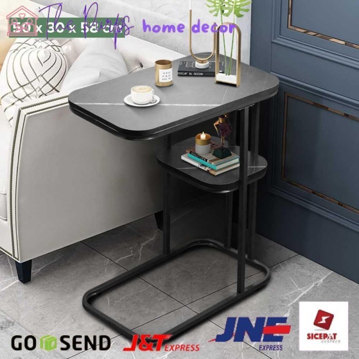 Meja Sofa Side Table Marbel European Style Double Layer