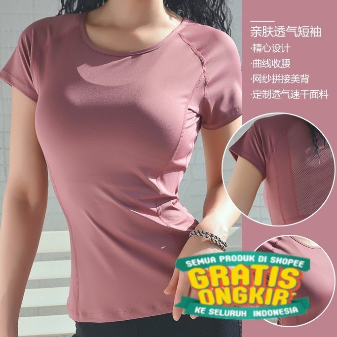 

MS Women Sportwear - Kaos Sport Wanita Baju Olahraga Senam Gym Yoga Wanita/ ZUMA AEROBIK LANTAI