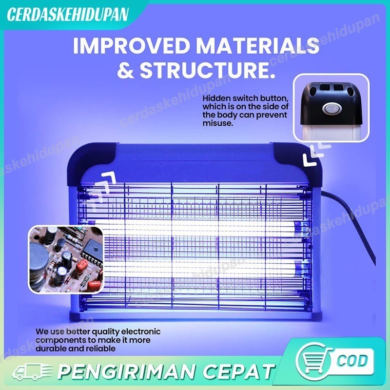 2 IN 1 INSECT KILLER PERANGKAP NYAMUK LALAT LAMPU UV RAKET NYAMUK LISTRIK /LAMPU PERANGKAP