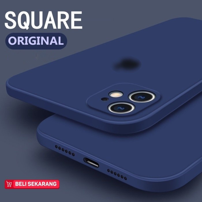 SILICONE SQUARE FLAT EDGE Soft Case iP iPhone 7 8 Plus X XR XS 11 12 13 Pro Max SE 2020 Casing Silik