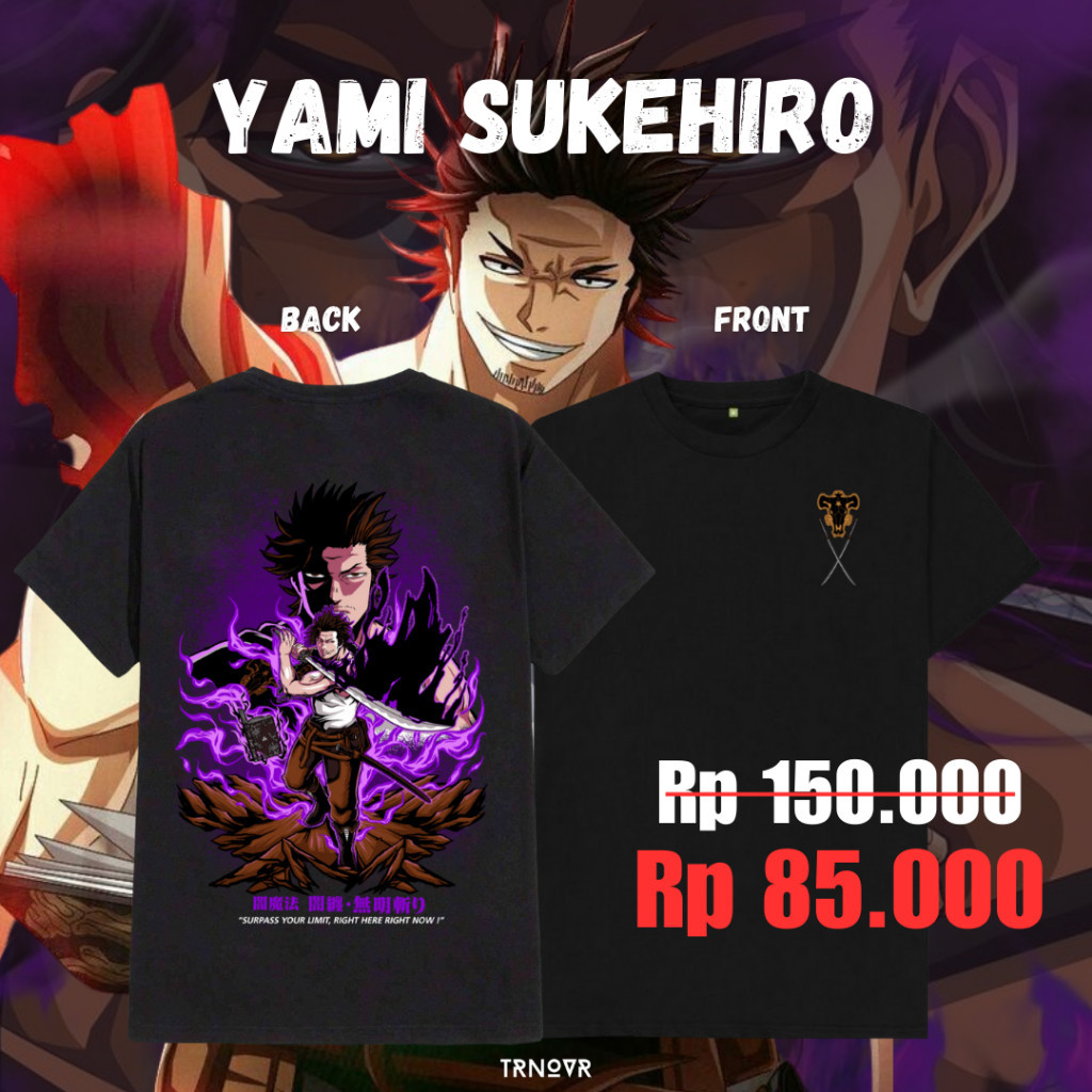 cotton casual TRNOVR Kaos Anime | Yami Sukehiro | Black Clover Yami Captain