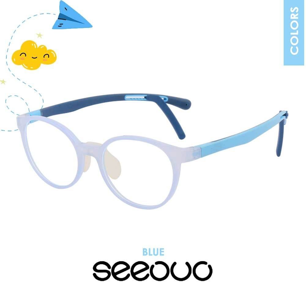 Seeouo Kacamata Anak Antiradiasi Blueray TV/Gadget Model Oval Earhook Gagang Pengait TR90+Silicone R