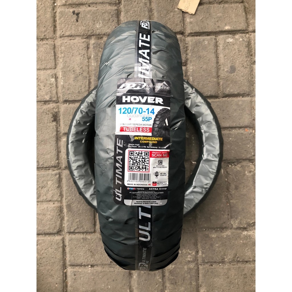 ( RING 14 ) FDR Hover Ultimate 120 / 70 - 14 Dual Purpose Ban Motor Semi Trail Tubeless FREE PENTIL