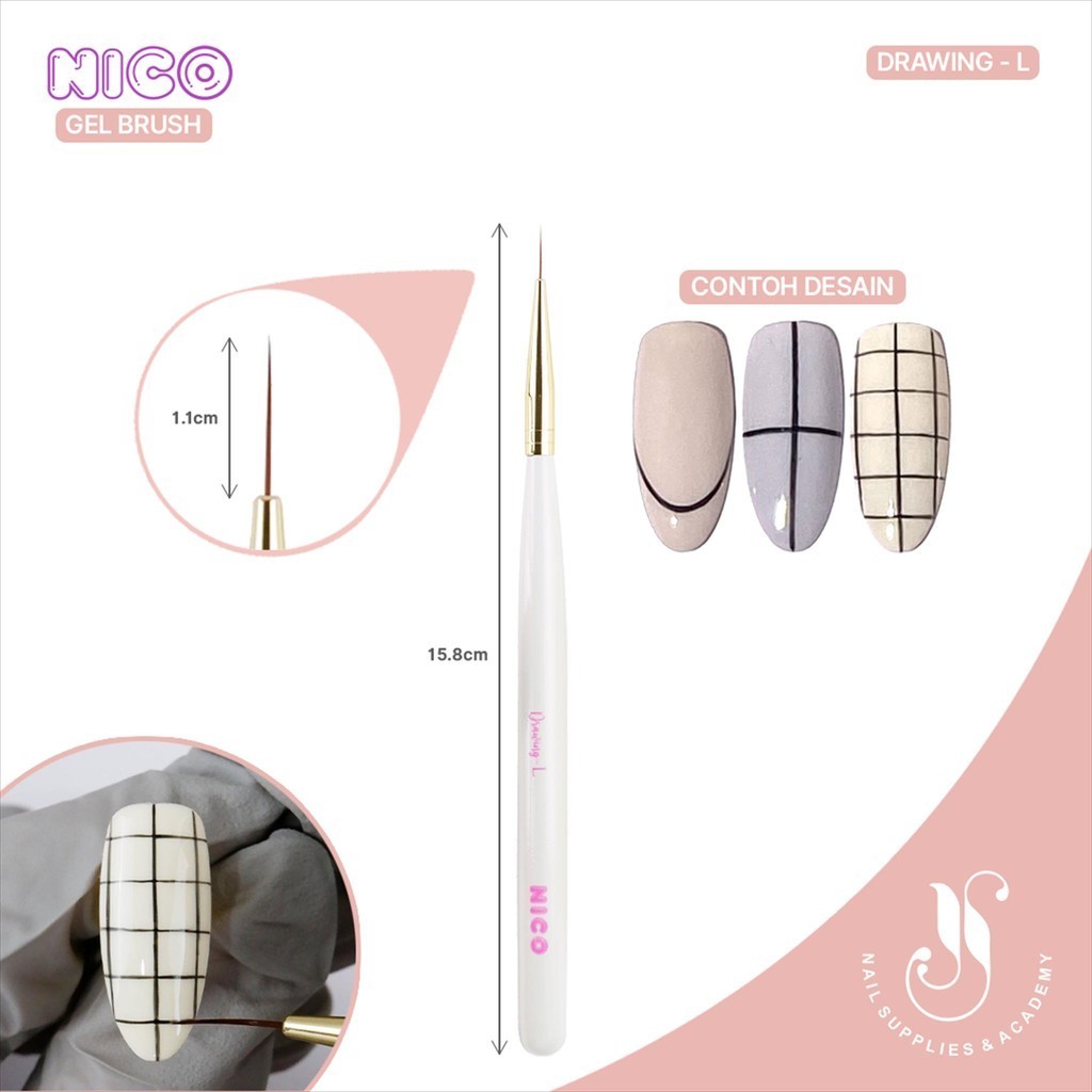 NICO Brush Drawing -L/NICO ORIGINAL/BRUSH ORIGINAL/Aksesories Nail Art/Nail Acc/nail art/brush art