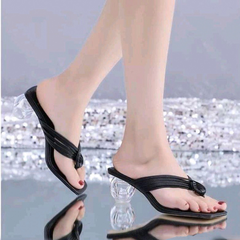 CHELTIC Sandal Selop Heels Hak Tahu Wanita 5CM/Sendal Hills Tali Strap Jepit Sepatu Pesta Sandal Hee