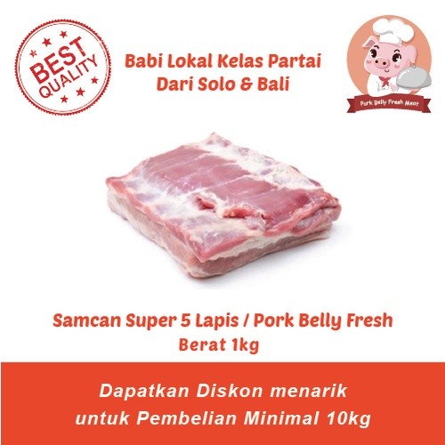 

Daging Babi bagian Samcan / Pork Belly / Kualitas Super Fresh Berat 1kg