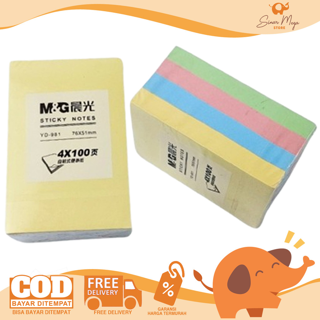 

M&G Sticky Notes 4 Colors YD-981 400 Lembar - Memo Tempel Pengingat Notepad Mini Murah